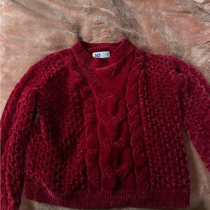 SO Girls Red Cable Knit Sweater